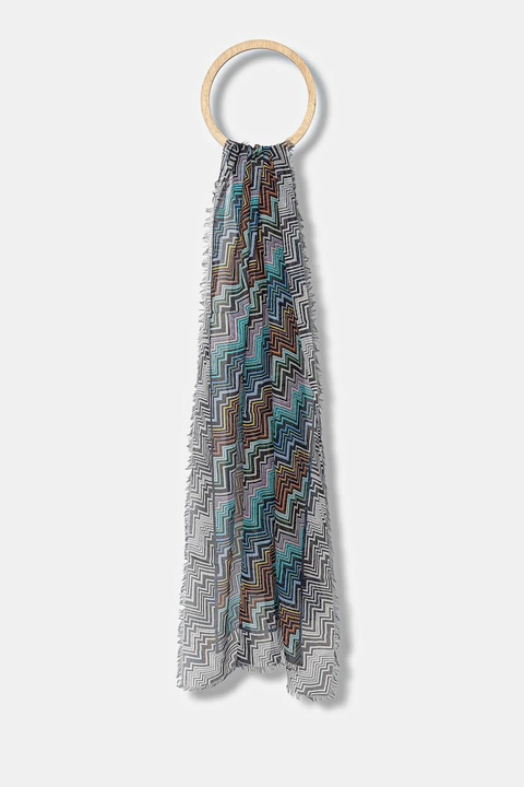 Missoni szal z jedwabiem damski kolor niebieski wzorzysty SA66MMDA295 - zdjęcie produktu nr 1