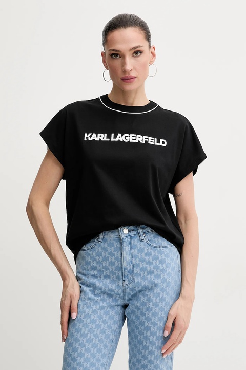 Karl Lagerfeld t-shirt bawełniany damski kolor czarny A2W17109 - zdjęcie produktu nr 1