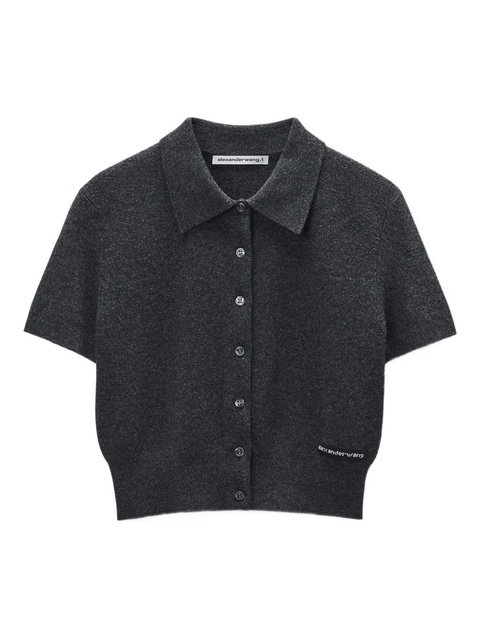 Alexander Wang logo-patch polo-collar cardigan - Black - zdjęcie produktu nr 1