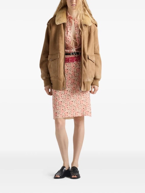 Prada shearling-collar patch-pocket jacket - Brown - zdjęcie produktu nr 2