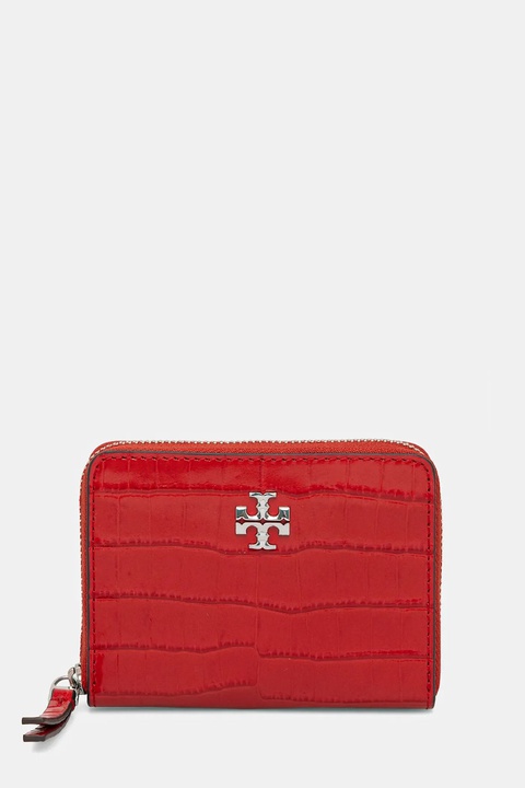 Tory Burch portfel skórzany Kira Croc Small Zip damski kolor czerwony 174401.600 - zdjęcie produktu nr 1