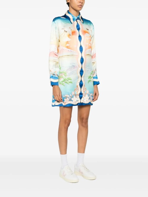 Casablanca crane-print midi dress - Blue - zdjęcie produktu nr 2