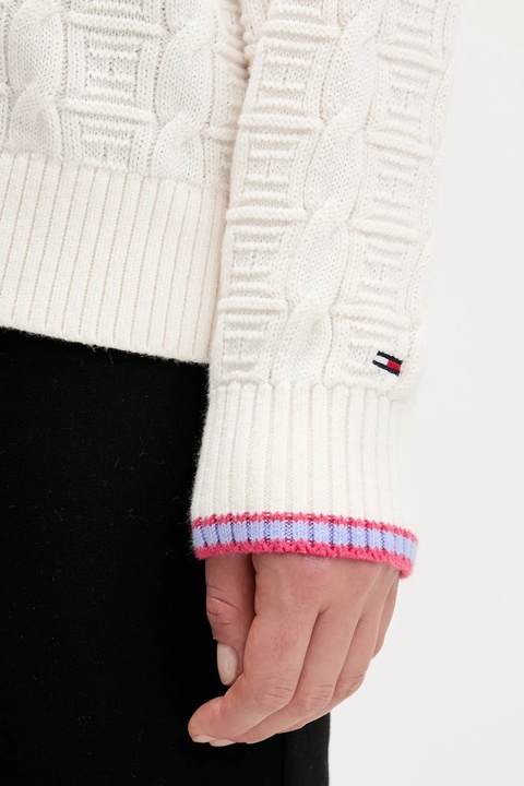Tommy Jeans kardigan bawełniany damski kolor beżowy lekki DW0DW21681 - zdjęcie produktu nr 2