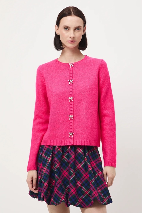 Medicine kardigan z domieszką wełny damski kolor różowy lekki - zdjęcie produktu nr 1