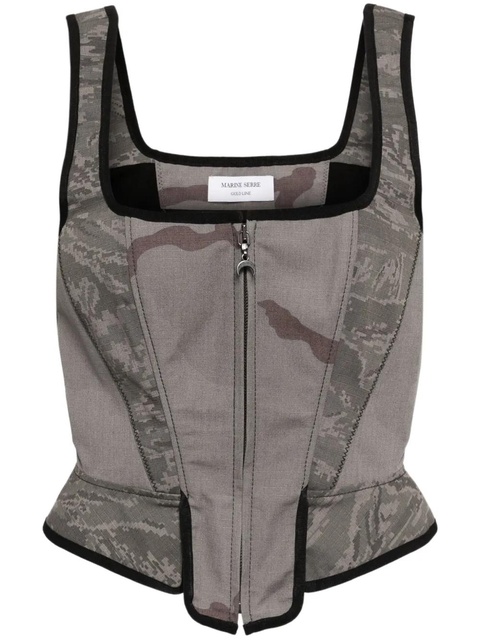 Marine Serre Regenerated cotton corset top - Grey - zdjęcie produktu nr 1