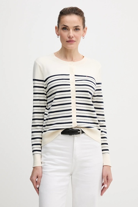 Tommy Hilfiger kardigan damski kolor beżowy lekki WW0WW42370 - zdjęcie produktu nr 1