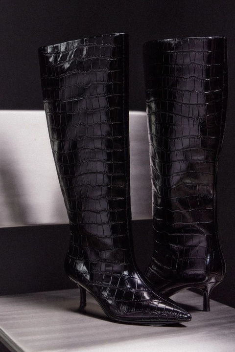 Answear.LAB kozaki skórzane kolor czarny na szpilce - zdjęcie produktu nr 1