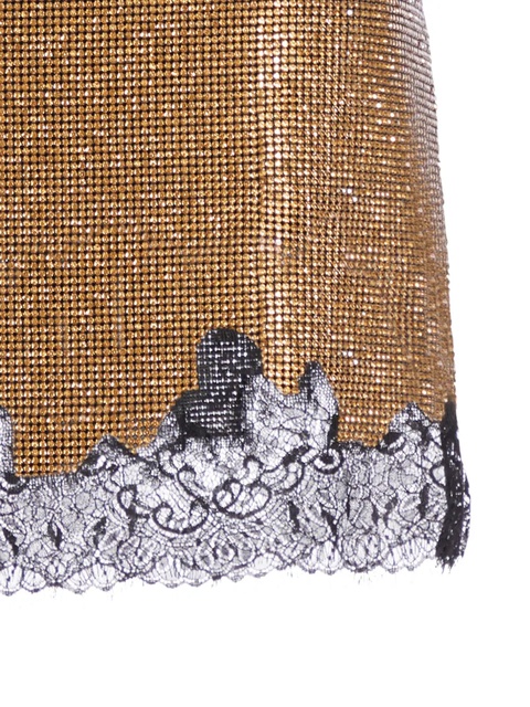 Self-Portrait crystal-embellished lace-trimmed mini skirt - Brown - zdjęcie produktu nr 2