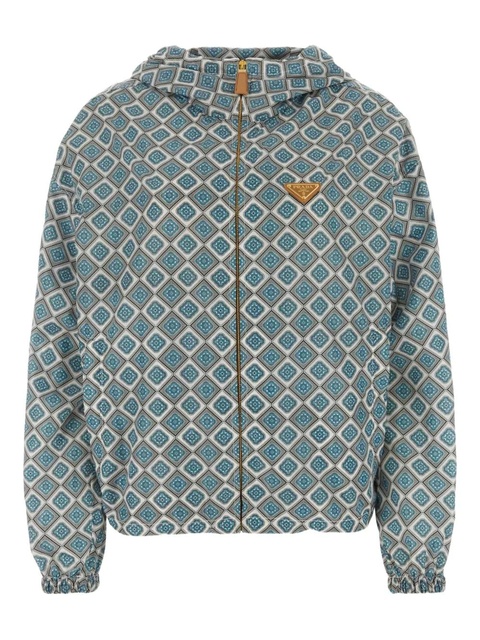 Prada geometric-print hooded jacket - Blue - zdjęcie produktu nr 1