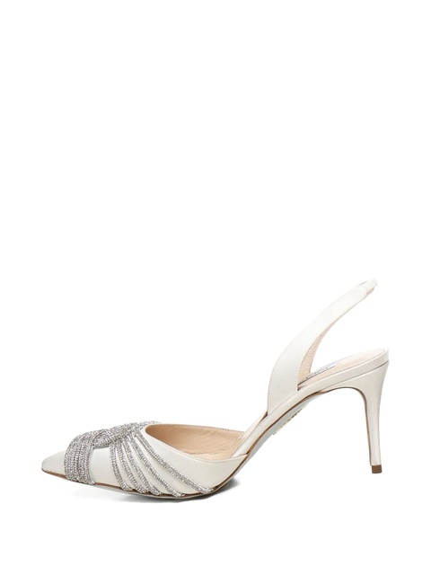 Aquazzura Gatsby Sling Satin 75MM crystal-embellished slingback pumps - White - zdjęcie produktu nr 2