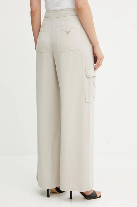 Guess spodnie AGATHA damskie kolor beżowy szerokie high waist W5GA1T WDP85 - zdjęcie produktu nr 2