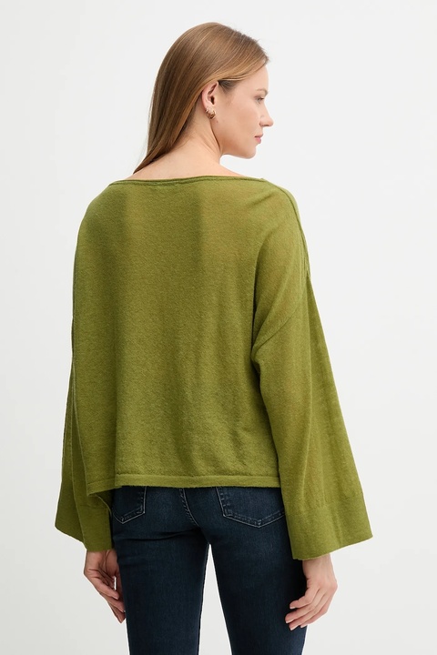 United Colors of Benetton sweter z wełną damski kolor zielony lekki 109PD10E1 - zdjęcie produktu nr 2