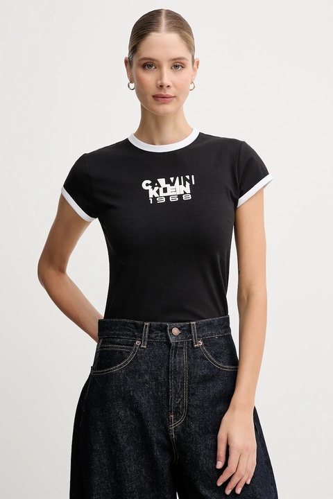 Calvin Klein Jeans t-shirt damski kolor czarny LV047D208G - zdjęcie produktu nr 1