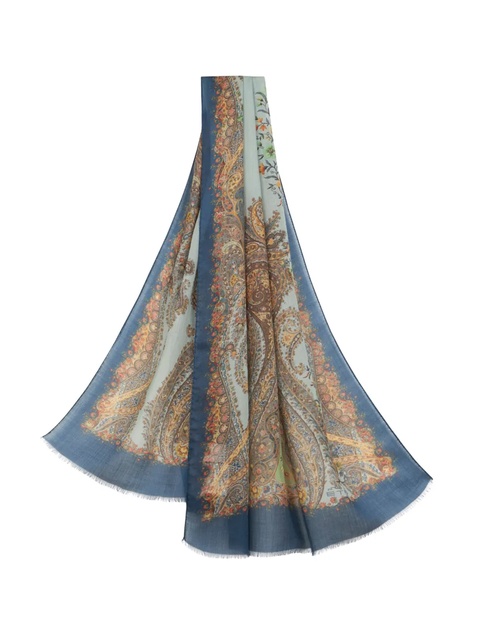 ETRO abstract-print cashmere scarf - Blue - zdjęcie produktu nr 2