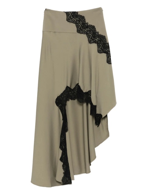 Christopher Esber lace-trim asymmetric maxi skirt - Green - zdjęcie produktu nr 1