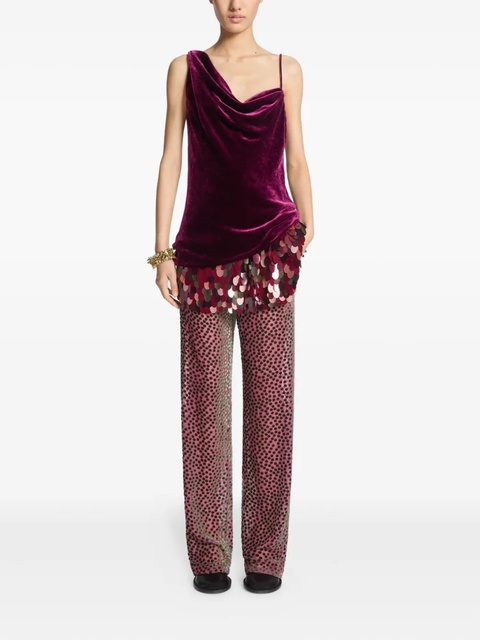 DRIES VAN NOTEN cowl-neck velvet top - Purple - zdjęcie produktu nr 2