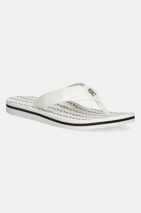 Tommy Hilfiger japonki TH CHAIN PRINT BEACH SANDAL damskie kolor beżowy na płaskim obcasie FW0FW08514 - zdjęcie produktu nr 1