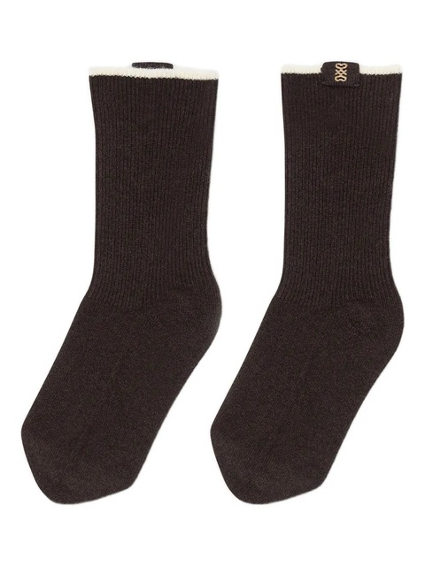 SANDRO two-tone ribbed socks - Brown - zdjęcie produktu nr 1