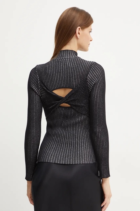 Karl Lagerfeld sweter damski kolor czarny lekki 246W2007 - zdjęcie produktu nr 2
