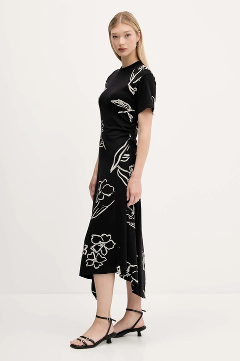 Desigual sukienka CALMA kolor czarny midi rozkloszowana 25WWVK44 - zdjęcie produktu nr 2