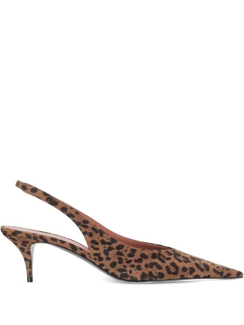 Amina Muaddi 55mm Anok animal-print slingback pumps - Brown - zdjęcie produktu nr 1