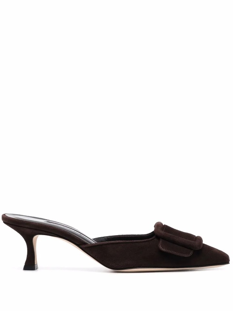 Manolo Blahnik 65mm buckle-detail suede mules - Brown - zdjęcie produktu nr 1