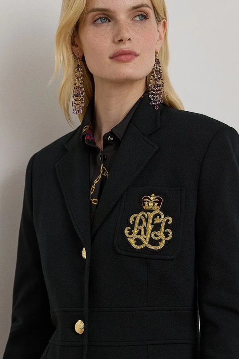 Lauren Ralph Lauren marynarka kolor czarny jednorzędowa gładka 200980022 - zdjęcie produktu nr 2