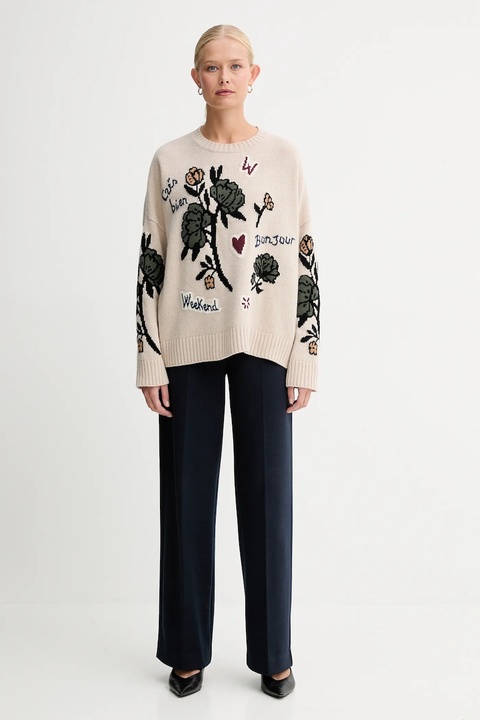 Weekend Max Mara sweter wełniany PAVIDI damski kolor beżowy lekki 2525366262600 - zdjęcie produktu nr 2