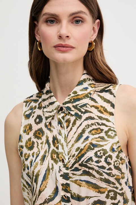 Marc Aurel koszula damska kolor beżowy relaxed z kołnierzykiem klasycznym 6322-1000-93436 - zdjęcie produktu nr 2