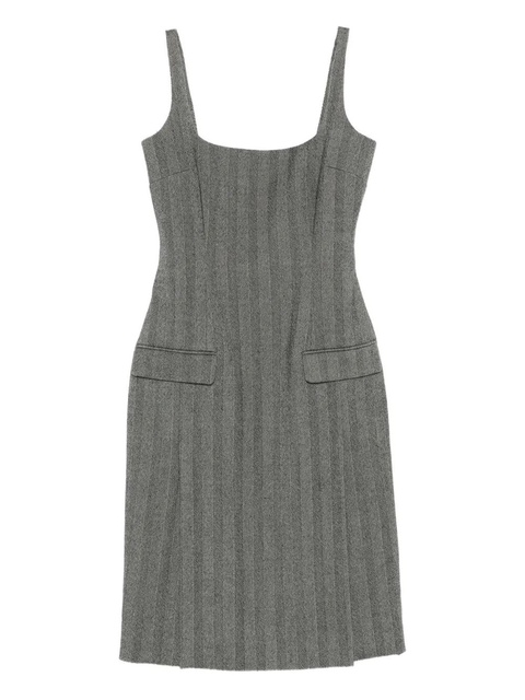 Ferragamo striped pleated midi dress - Grey - zdjęcie produktu nr 1