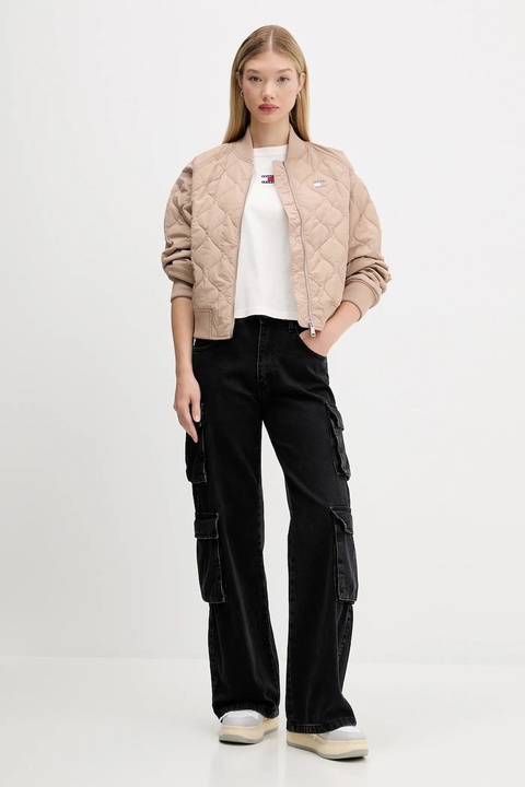 Tommy Jeans kurtka bomber kolor beżowy przejściowa DW0DW21631 - zdjęcie produktu nr 2