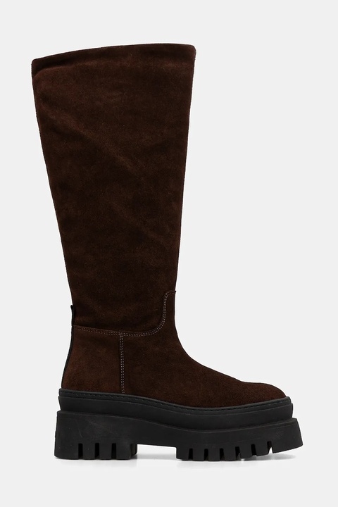 Steve Madden kozaki zamszowe Chipp damskie kolor brązowy na platformie 11004664 - zdjęcie produktu nr 2