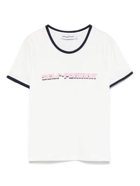 Self-Portrait logo-print T-shirt - White - zdjęcie produktu nr 1