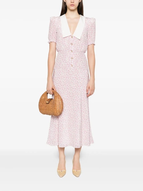 Alessandra Rich floral print midi dress - Pink - zdjęcie produktu nr 2