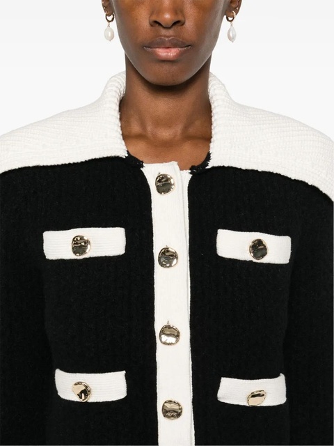 Self-Portrait contrast-trim cardigan - Black - zdjęcie produktu nr 2