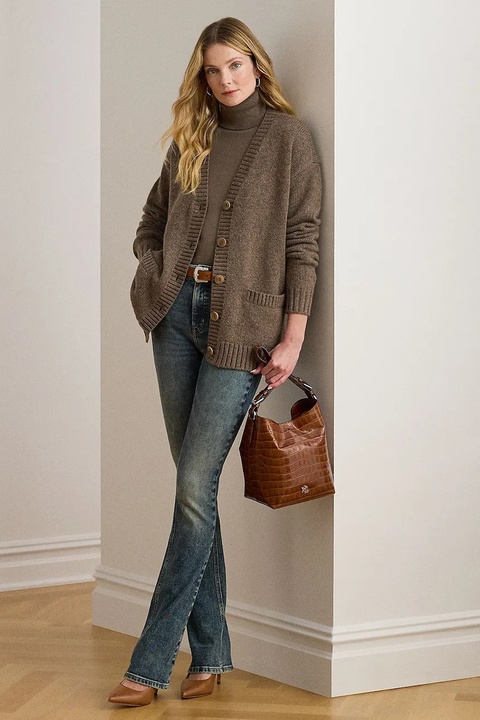 Lauren Ralph Lauren kardigan z dodatkiem wełny damski kolor brązowy 200979672 - zdjęcie produktu nr 2