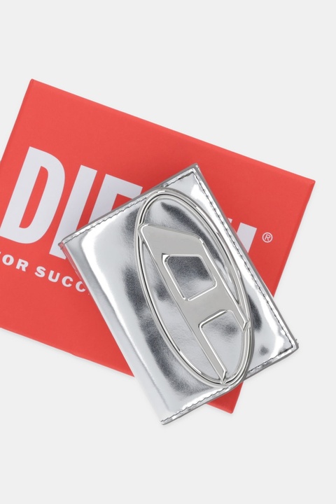 Diesel portfel skórzany 1DR 1DR TRI FOLD COIN XS II damski kolor srebrny X09887.PS202 - zdjęcie produktu nr 2
