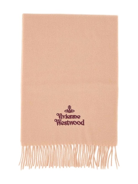 Vivienne Westwood fringed logo-embroidered scarf - Neutrals - zdjęcie produktu nr 1