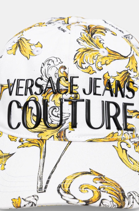 Versace Jeans Couture czapka z daszkiem bawełniana damska kolor biały wzorzysta 78HAZK10 ZG364 - zdjęcie produktu nr 2
