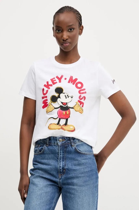 Desigual t-shirt bawełniany MICKEY MOUSE damski kolor biały 25SWTKAI - zdjęcie produktu nr 1