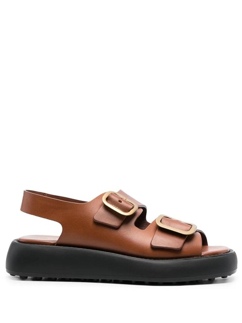 Tod's double-buckle leather sandals - Brown - zdjęcie produktu nr 1