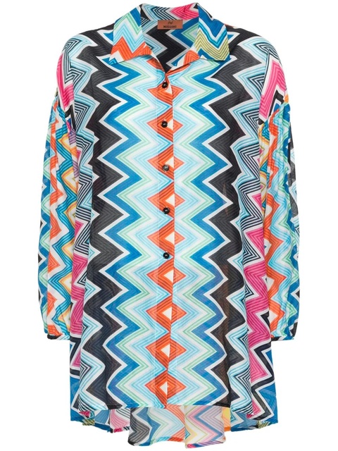 Missoni zigzag balloon-sleeves shirt - Blue - zdjęcie produktu nr 1