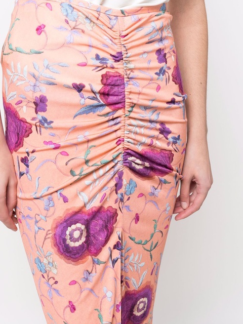 Isabel Marant ruched floral-print pencil skirt - Pink - zdjęcie produktu nr 2