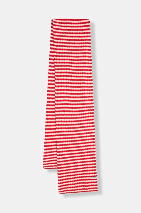 Marc O'Polo szalik wełniany damski kolor czerwony wzorzysty 600605402123 - zdjęcie produktu nr 1