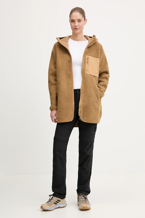 Fjallraven bluza Vardag Pile damska kolor zielony z kapturem gładka F14600256-232 - zdjęcie produktu nr 2