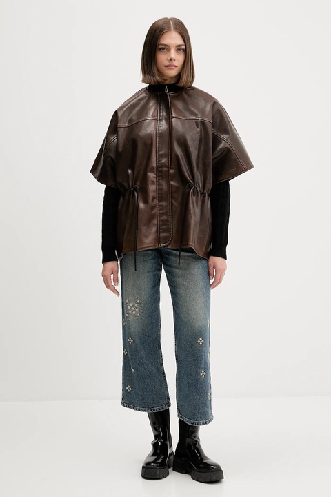 Desigual kurtka RICHMOND BURG kolor brązowy przejściowa oversize 25WAIP03 - zdjęcie produktu nr 1