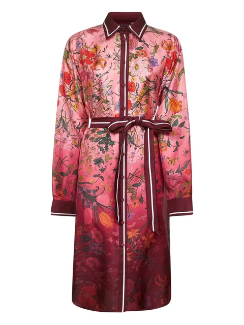Gucci floral-print belted shirt dress - Red - zdjęcie produktu nr 1