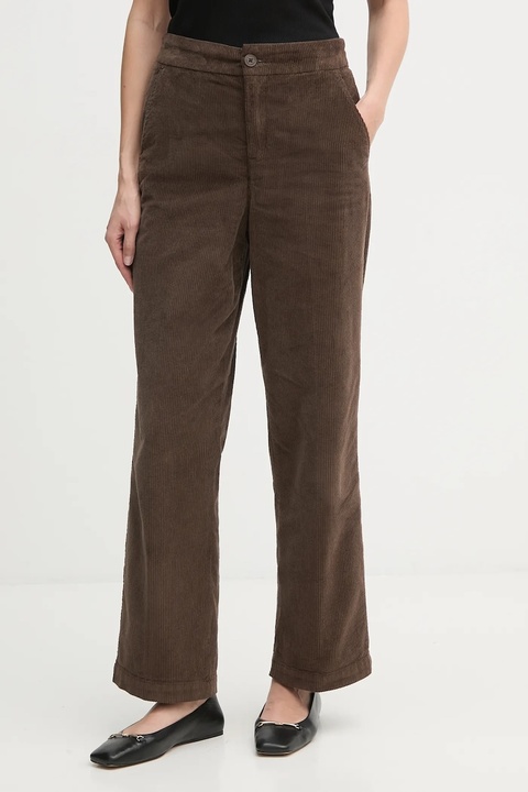 United Colors of Benetton spodnie sztruksowe kolor brązowy proste high waist 4HA2DF07I - zdjęcie produktu nr 1