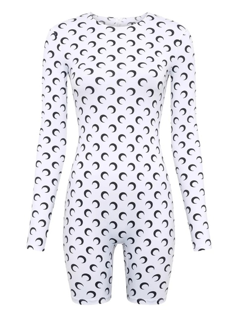 Marine Serre moon-print long-sleeve playsuit - White - zdjęcie produktu nr 1