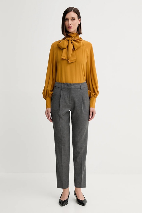Weekend Max Mara bluzka jedwabna GUIDO damska kolor żółty gładka 2525116036600 - zdjęcie produktu nr 2